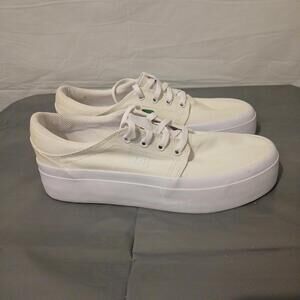 DC Trase Platform Skate Shoes Womens Size 8.5 M US White‎ Sneakers NWT!